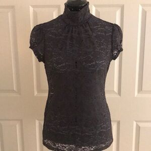 Express Dark Gray Lace High Neck Top S